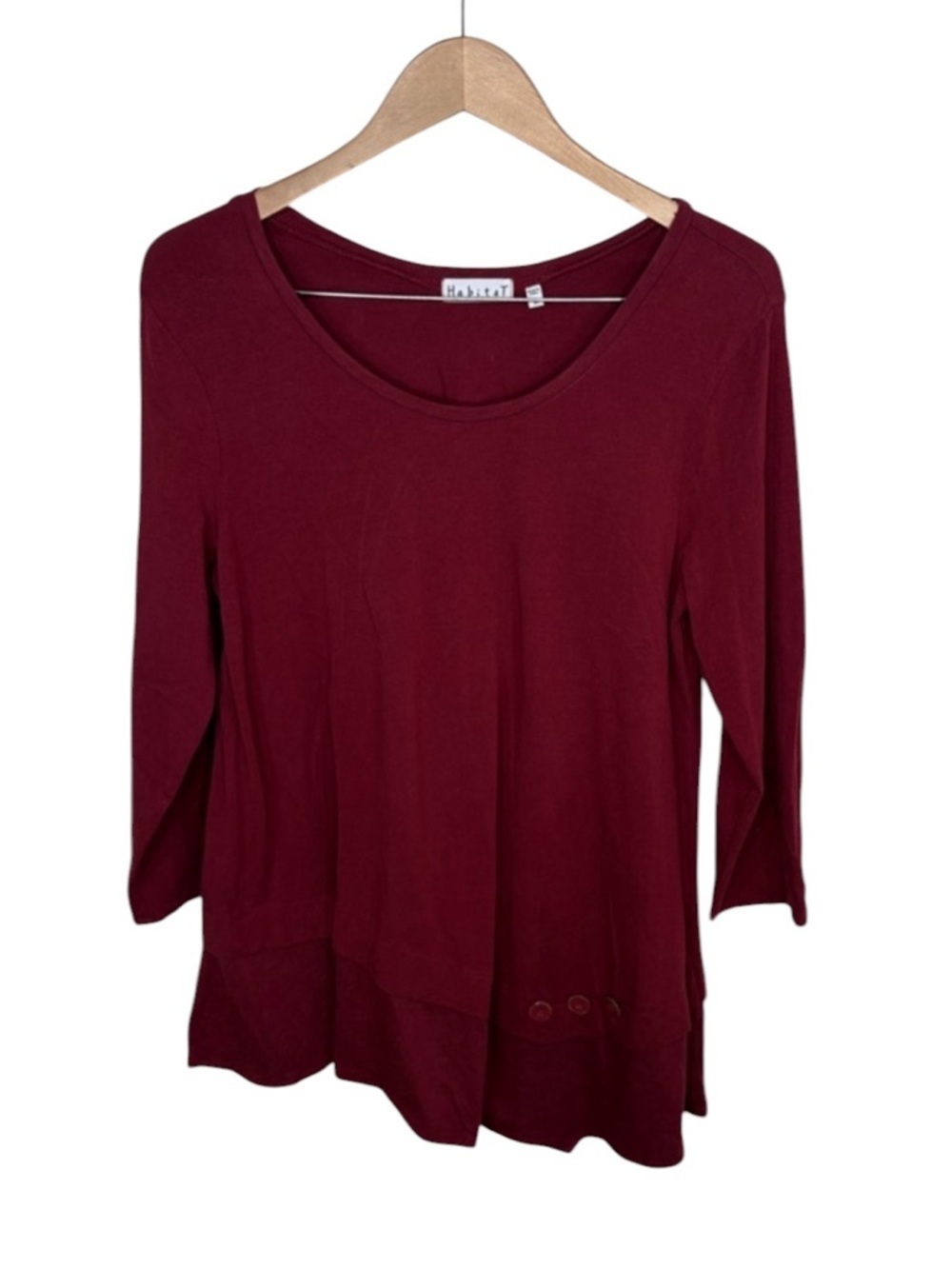 Habitat Red Asymmetrical Long Sleeve Tunic Women Size M